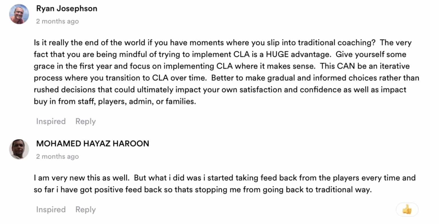 How our members avoided Reverting to Traditional Coaching Habits