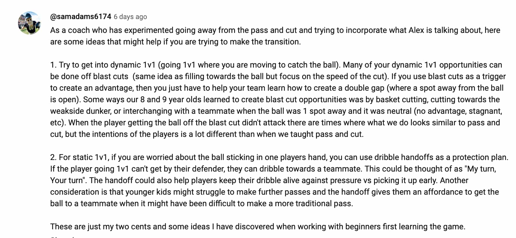 pass and cut motion offense comment