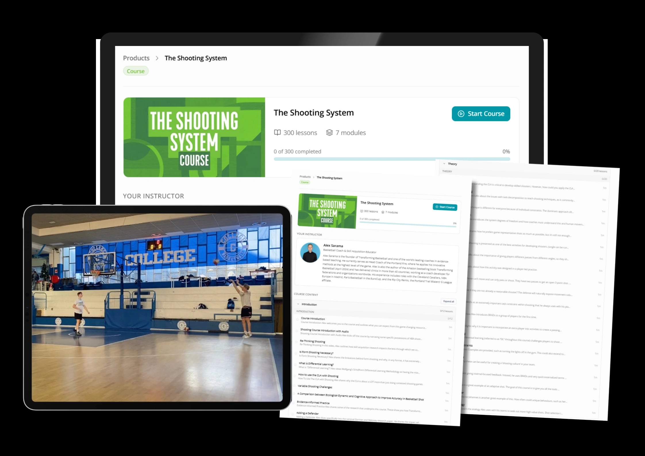 The Shooting System course with lesson, game video and workbook previews.