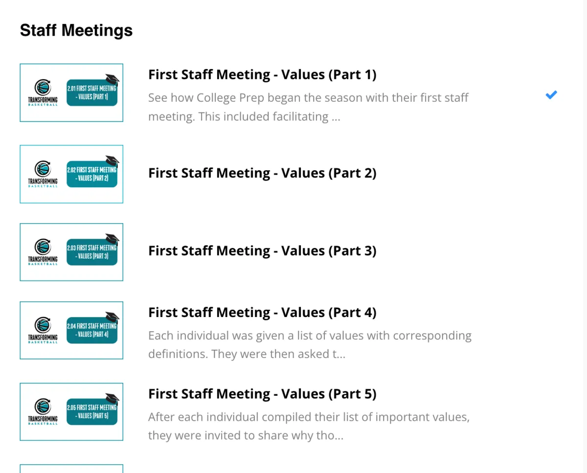 Staff Meetings: First Staff Meeting – Values