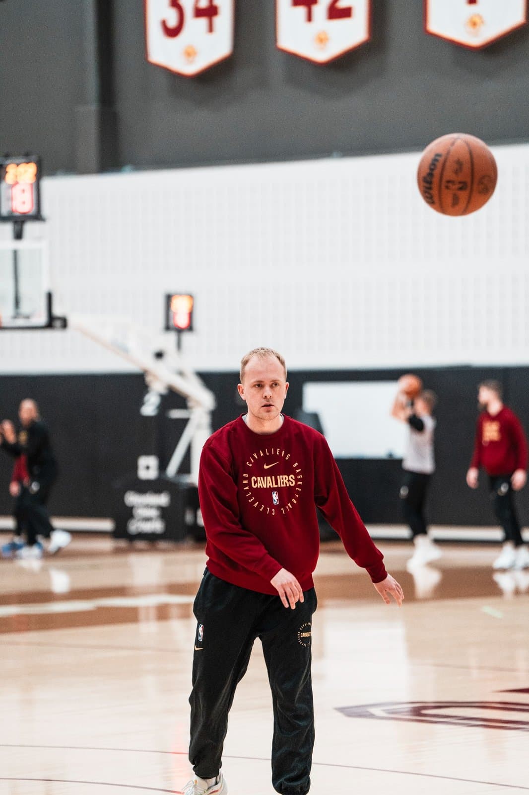 Alex Sarama on court with the Cleveland Cavaliers